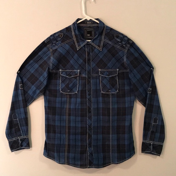 Buckle Other - EUC Buckle Blue/Black Plaid ButtonDown SzLG